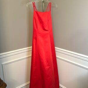 Betsy and Adam by jaslene watermelon crisscross prom dress size 6 petite